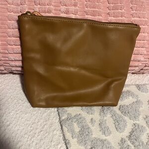 Chic Tan  Faux Leather Cosmetic Bag